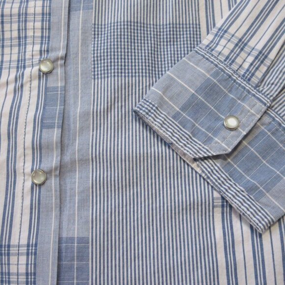 NWT Johnny Was Workshop Zanzibar Shirt in Blue Plaid Embroidered Pearl Snap S - Picture 5 of 8